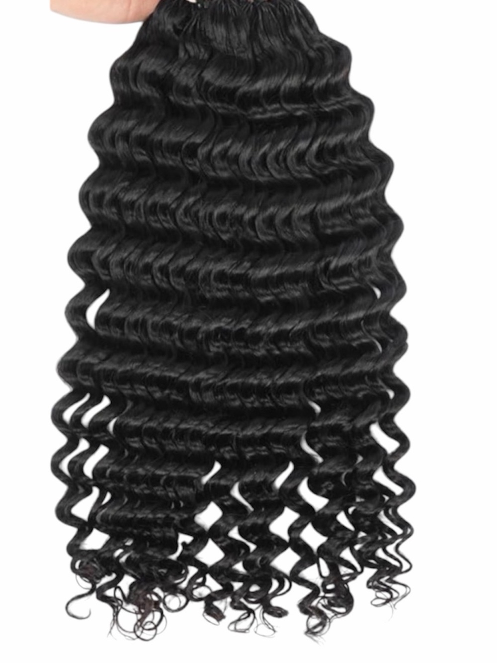 New! Feather Crochet 18” 75g Pack Human Hair Extensions Loose Deep Wave Black